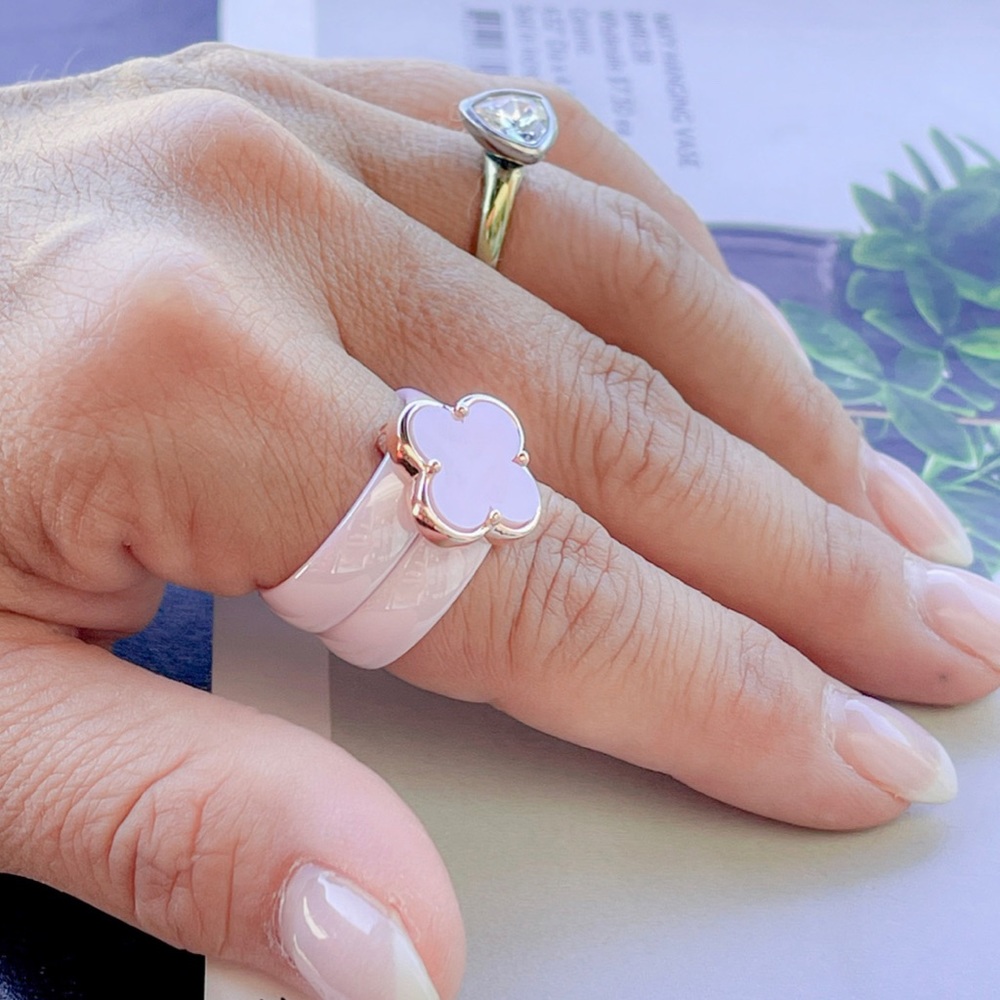 COPY - Pink Ceramic Ring - Clover Ring